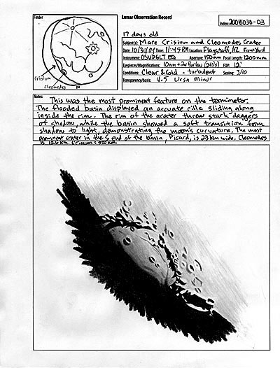 Sheet Sizes on Click Thumbnail Above For Lunar Record Sample