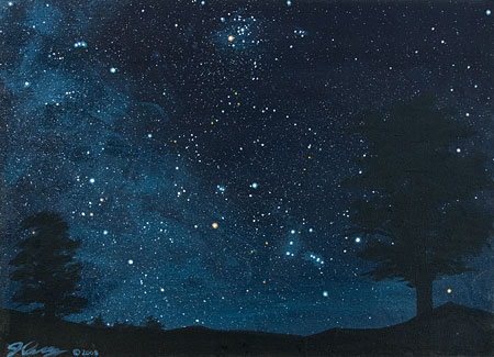 Astronomy Art - Painting of Orion at Cinder Hills Overlook