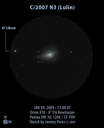 Sketch of comet C/2007 N3 (Lulin)