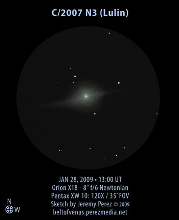 Sketch of comet C/2007 N3 (Lulin)