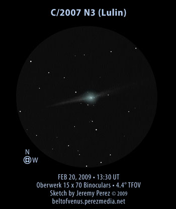 BInocular Sketch of Comet C/2007 N3 (Lulin)