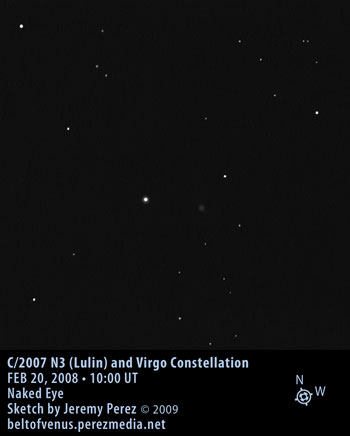 Naked Eye Sketch of Comet C/2007 N3 (Lulin)