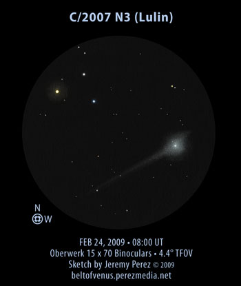 Sketch of comet C/2007 N3 (Lulin)