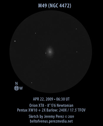 Sketch of Messier 49 (M49 / NGC 4472 / Arp 134)