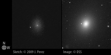 Sketch/DSS Photo Comparison of Messier 49 (M49 / NGC 4472)