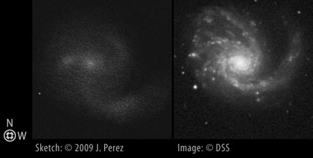 Sketch/DSS Photo Comparison of Messier 99 (M99 / NGC 4254)