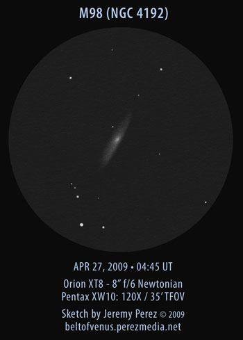 Sketch of Messier 98 (M98 / NGC 4192)