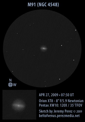 Sketch of Messier 91 (M91 / NGC 4548)