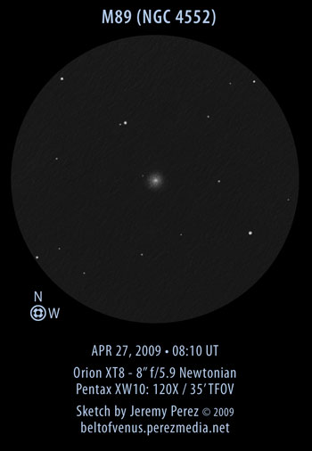 Sketch of Messier 89 (M89 / NGC 4552)