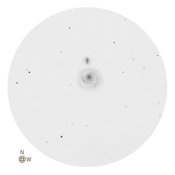 Negative Sketch of Messier 51 (M51 / NGC 5194+5195)