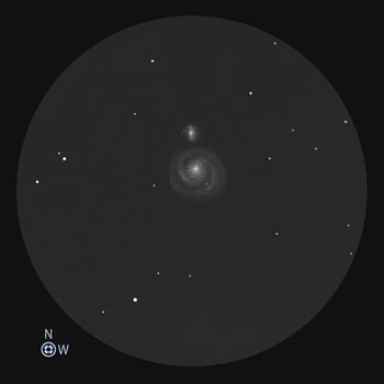 Positive Sketch of Messier 51 (M51 / NGC 5194+5195)