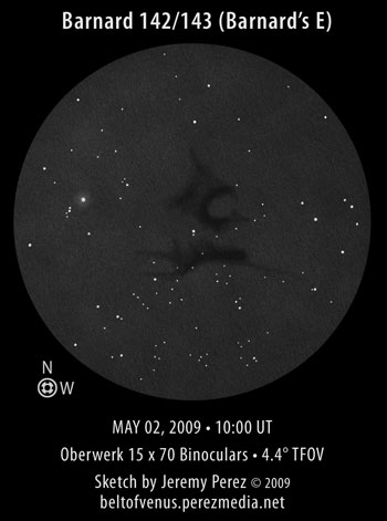 Sketch of Barnard 142 and Barnard 143 (B142/B143 - Barnard's E)