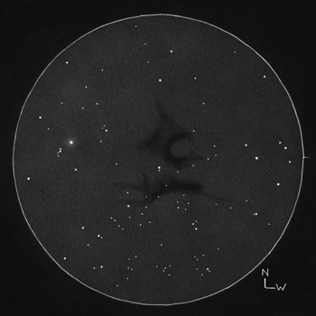 Positive Sketch of Barnard 142/143 (B142, B143 / Triple Cave Nebula / Barnard's E)