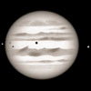 Sketch of Jupiter, Europa, Ganymede and Io - AUG 27, 2009 - 04:45 UT