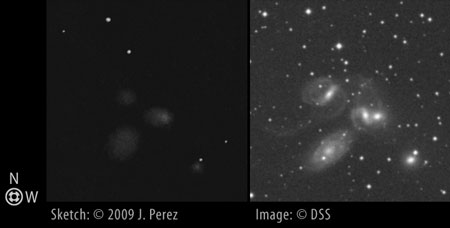 Sketch/DSS Photo Comparison of Stephan's Quintet (HGC 92 / Arp 319)
