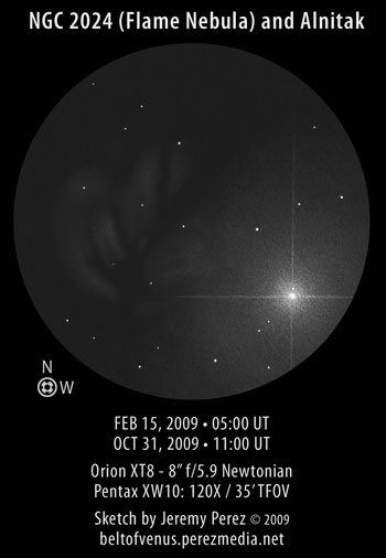 Sketch of NGC 2024 (The Flame Nebula)