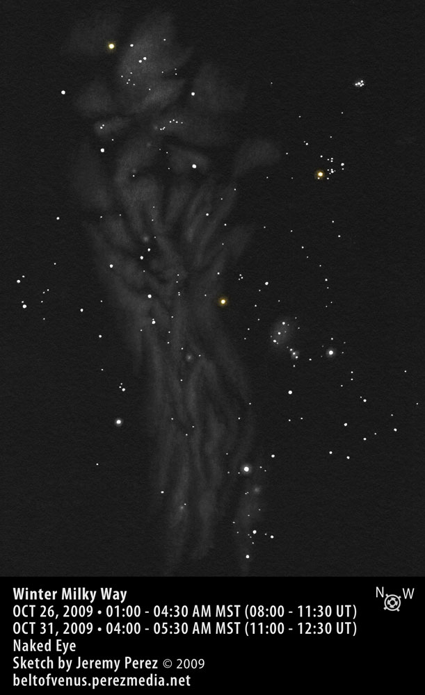 Sketch of the Winter Milky Way (Auriga, Taurus, Gemini 