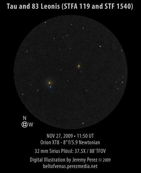 Sketch of Tau and 83 Leonis (Struve-A 19 and Struve 1540 / STFA 19 and STF 1540)
