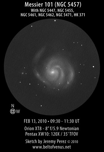 Sketch of Messier 101 (NGC 5457 / Pinwheel Galaxy)