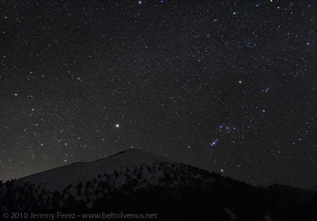 Photo of Orion, Canis Major, and the Winter Milky Way over Sunset Crater