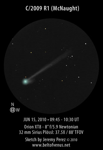 Sketch of comet C/2009 R1 (McNaught)
