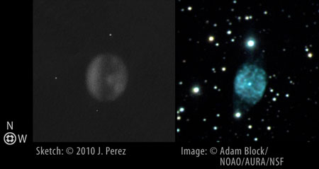 Sketch/NOAO Photo Comparison of NGC 6905 (The Blue Flash Nebula)