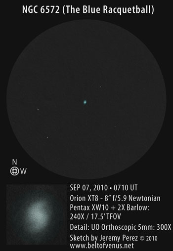 Sketch of NGC 6572 (The Blue Racquetball)