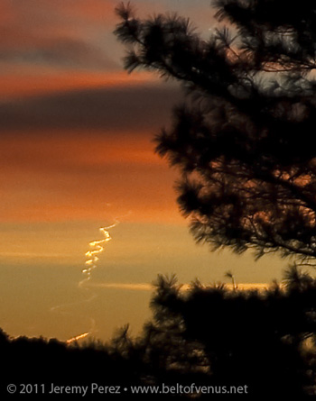 Photograph of Juno Target Missile boost phase twisting contrail