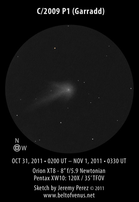 Sketch of comet C/2009 P1 (Garradd)