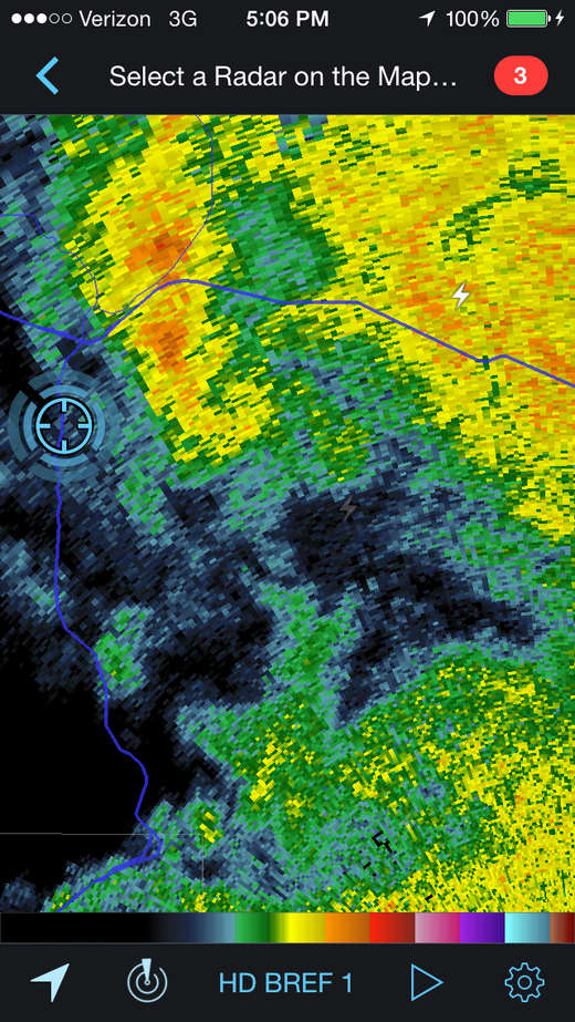 Reflectivity radar of possible bookend vortex southeast of Flagstaff. 5:06 PM / 0006Z