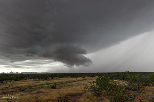 Wall cloud on a supercell north of Wickenburg. As seen from Highway 89 facing southwest. 11:30 AM / 1830Z