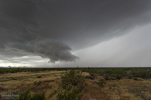 Wall cloud on a supercell north of Wickenburg. As seen from Highway 89 facing southwest. 11:30 AM / 1830Z