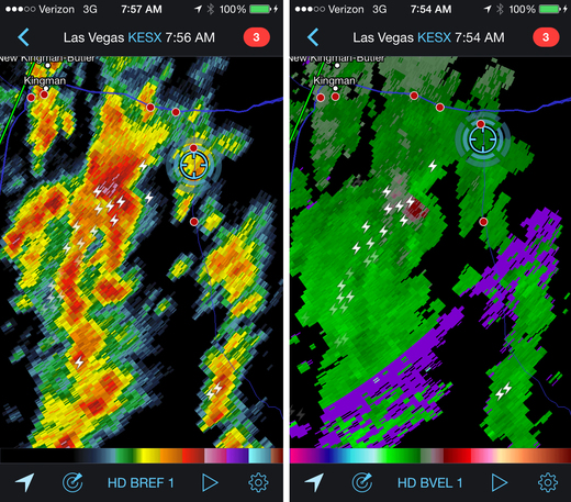 Reflectivity and velocity radar of the embedded mesocyclone. 7:54 AM / 1454Z