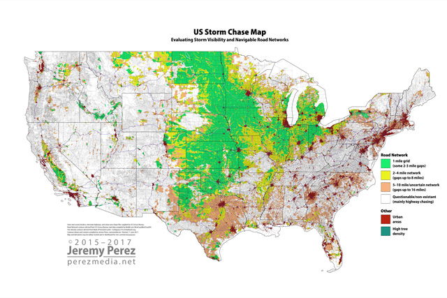 US Chase Map 11 June 2017 - with forest